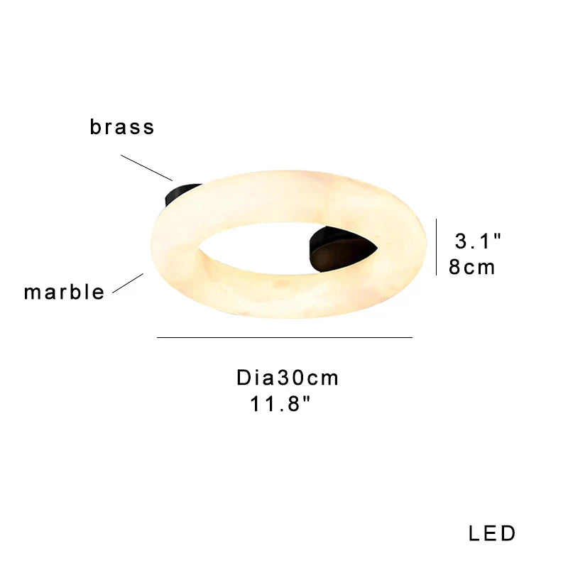 Afralia™ Round White Marble Ceiling Chandelier LED Dimmable Luxury Fixture