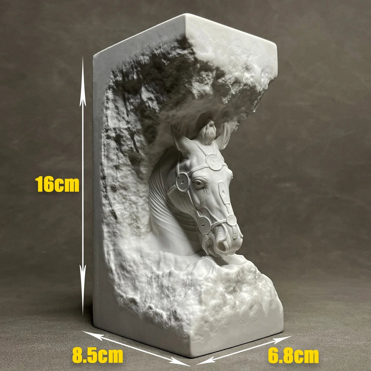 Afralia™ Stone-carved Warhorse Head Statue | Ancient-style Decorative Horse Sculpture