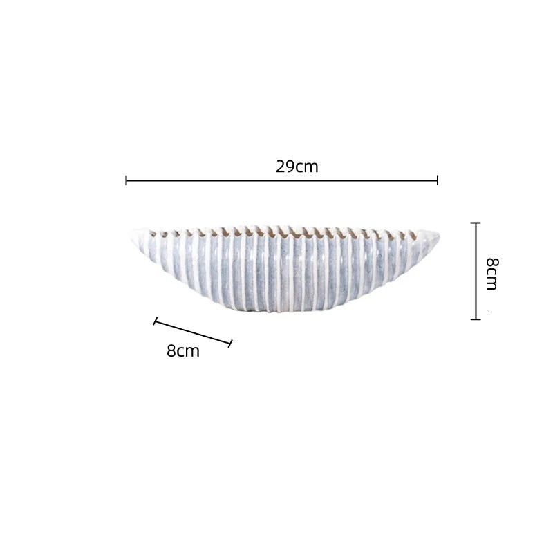 Afralia™ Striped Shell Clam Geometric Desktop Ornament Storage Figurine Decor