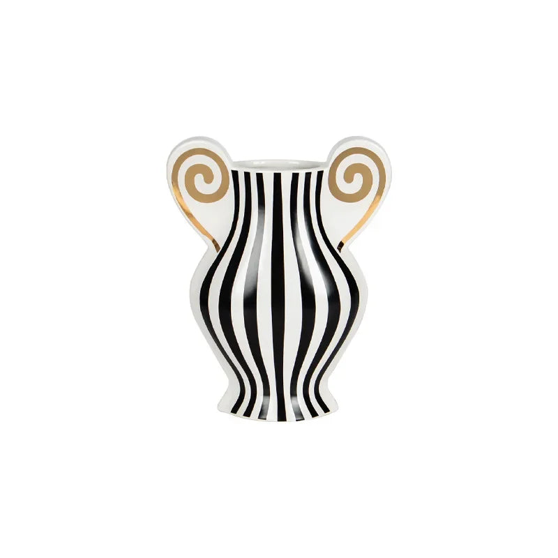 Afralia™ Geometric Fringe Ceramic Vase Vintage Kettle Home Decoration Accessories