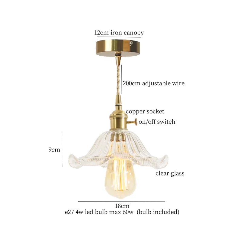 Afralia™ Glass LED Pendant Light for Home Restaurant Cafe Nordic Minimalism Copper Lamps