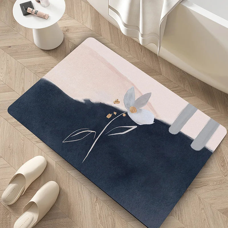 Afralia™ Nordic Abstract Diatom Ooze Toilet Mat - Super Absorbent, Anti-slip Bathroom Rug