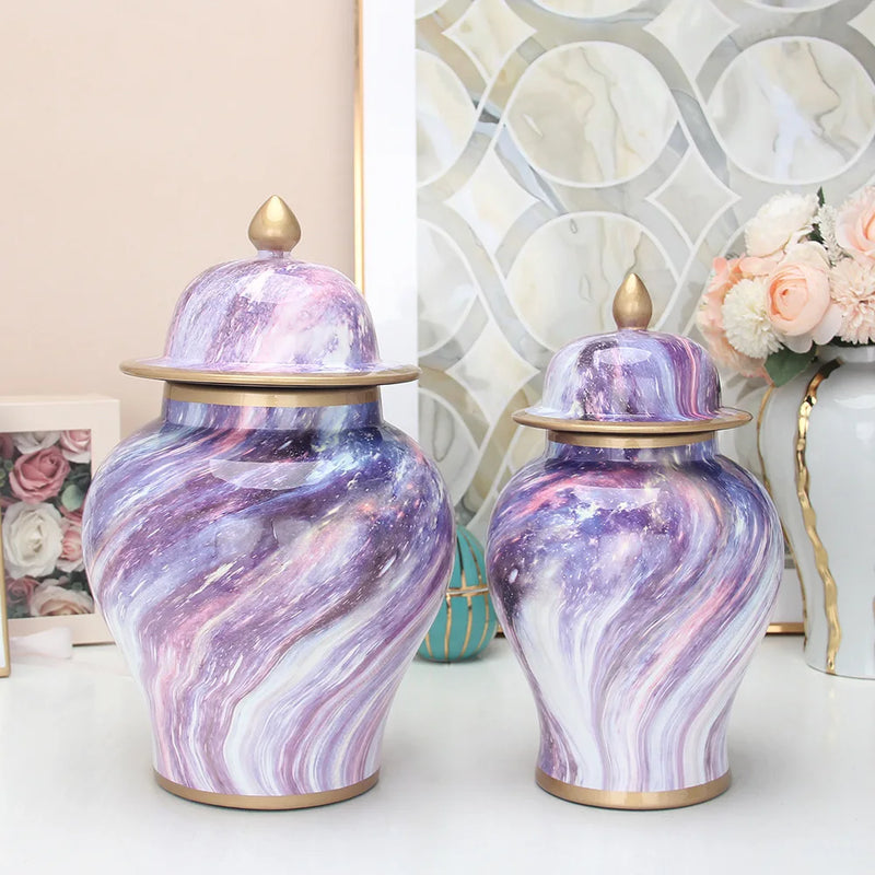 Afralia™ Starry Sky Ceramic Jar - Home Decor & Storage