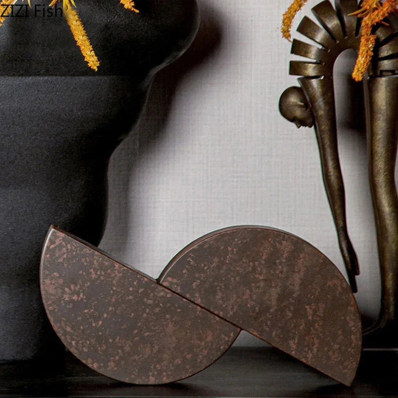 Afralia™ Metal Flower Geometric Ornaments Desk Decor Modern Abstract Art Room Aesthetic