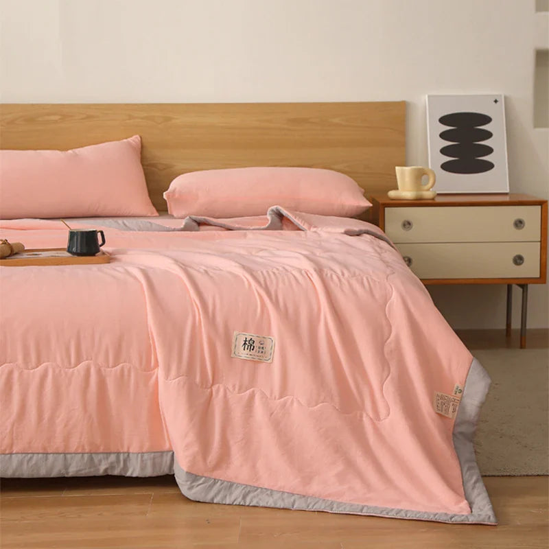 Afralia™ Pure Cotton Summer Quilt: Soft, Breathable, Washable, Skin-Friendly Blanket