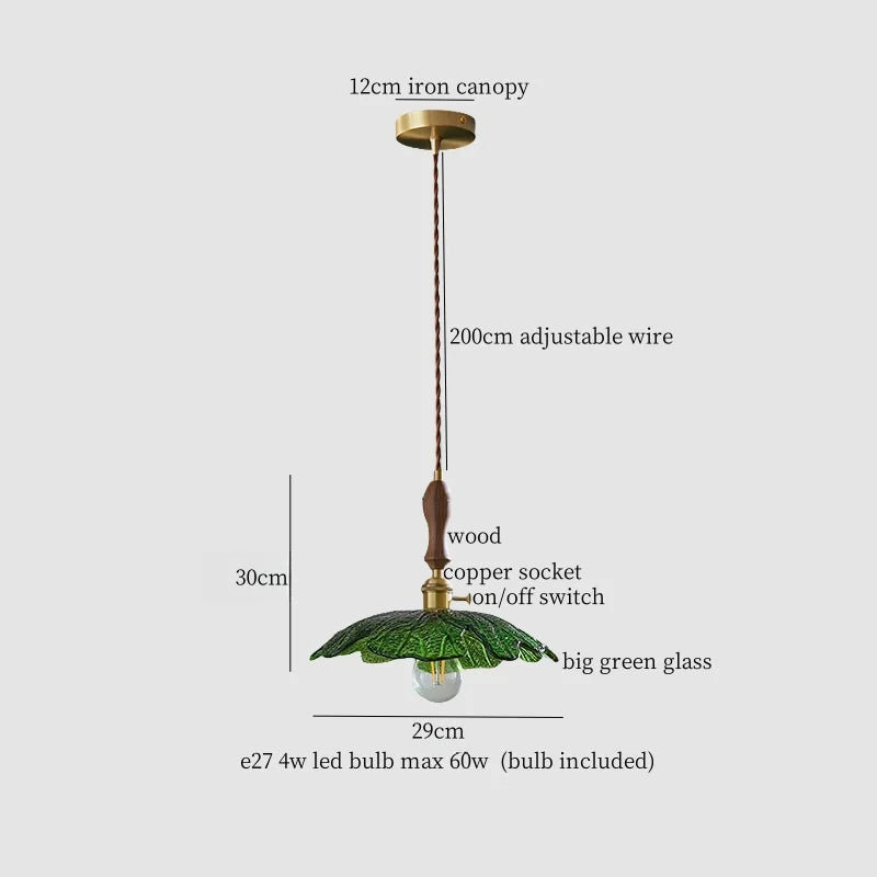 Afralia™ Green Leaf LED Pendant Lamp for Home and Cafe Decor