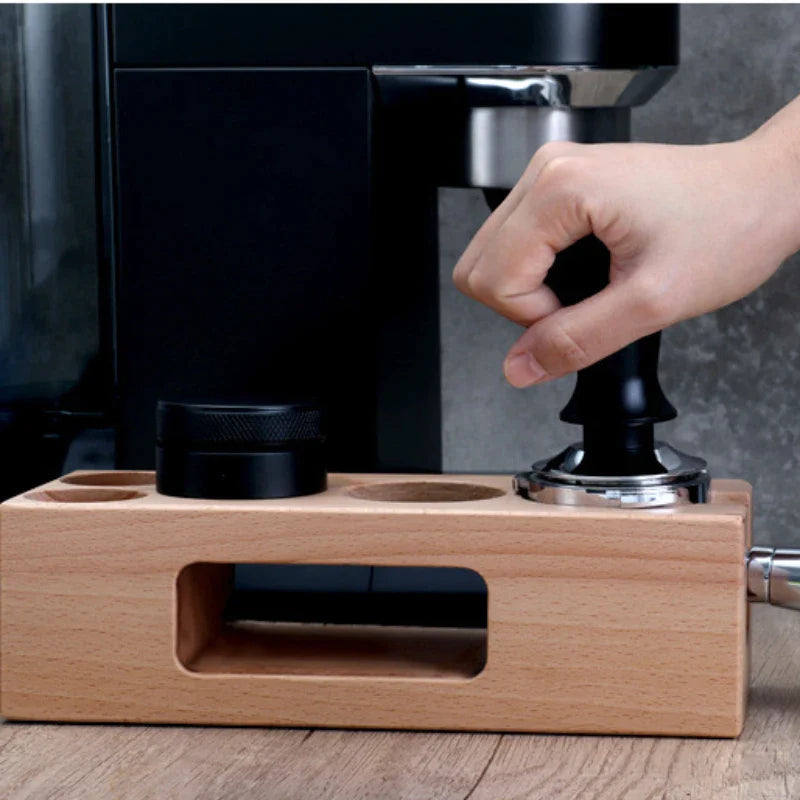 Afralia™ Wood Coffee Tamper Mat Stand Barista Cafe 58mm Tamp Station for Bar