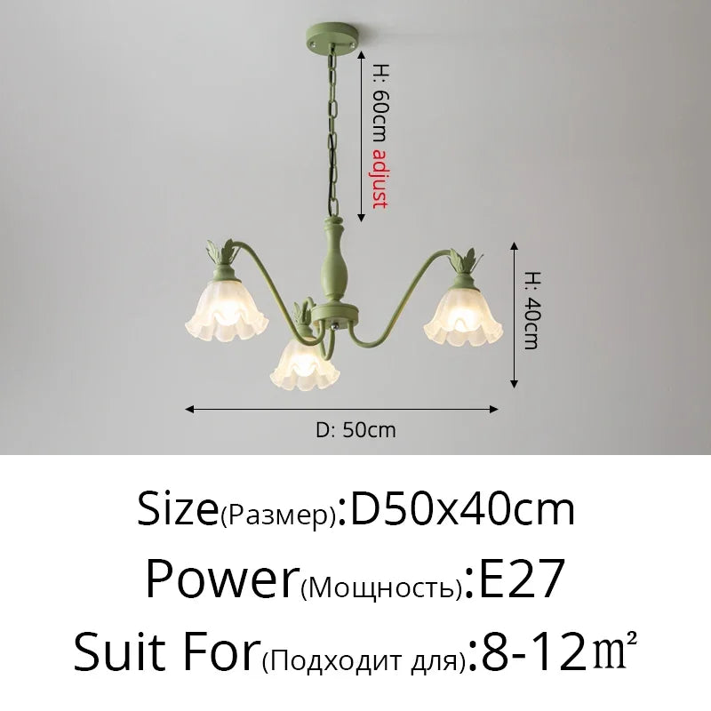 Afralia™ Orchid Glass Iron Art LED Pendant Lamp