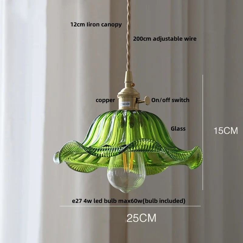 Afralia™ Modern Walnut Wood LED Pendant Lights with Glass Flower Shade