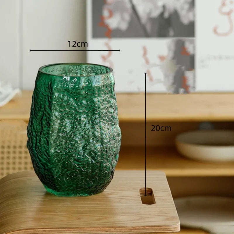 Afralia™ Green Transparent Glass Vase for Flower Arrangement & Home Decor