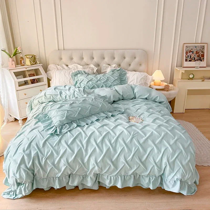 Afralia™ Princess Cotton Bedding Set - King Queen Twin Double Size Duvet Cover Sets