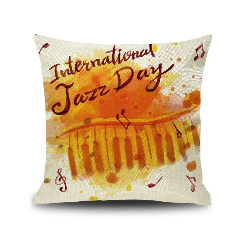 Afralia™ Letter Notes Piano Graphic Print Linen Pillowcase 45x45cm Living Room Decor