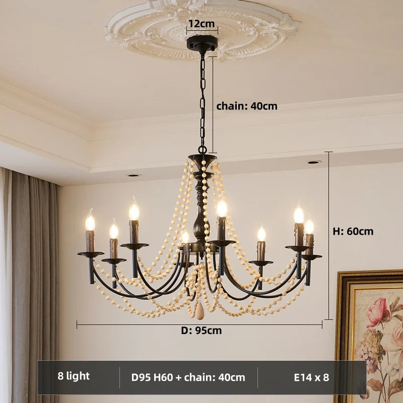Afralia™ Retro Black Metal Candle Chandelier E14 LED Pendant Lights for Home Decor
