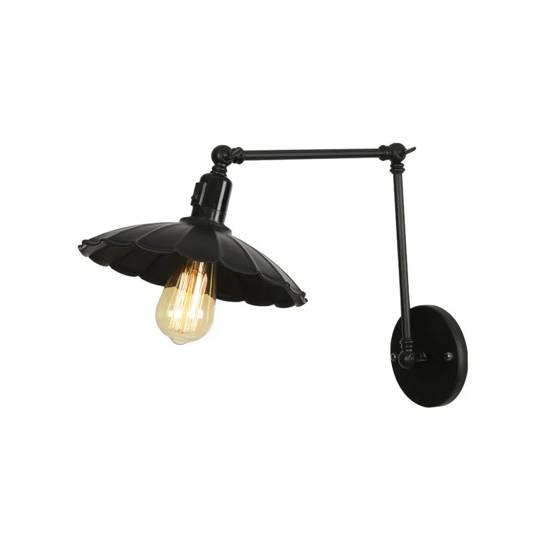 Afralia™ Retro Long Arm Bedside Wall Lamp with Switch - Black