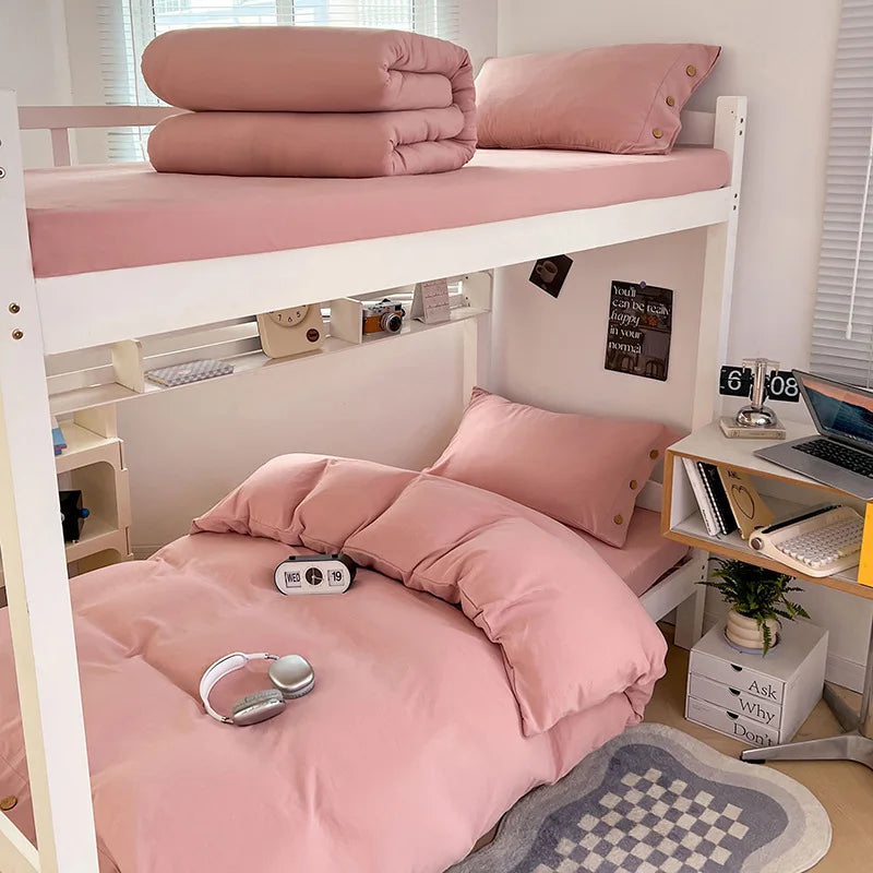 Afralia™ Buttoned Washed Cotton Bedding Set: Soft & Breathable Quilt Cover for Home or Dorm