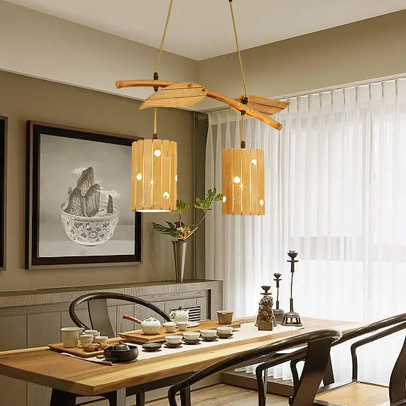 Afralia™ Bamboo Art Chandelier: Retro Korean Living Room Lights for Tea House & Restaurant
