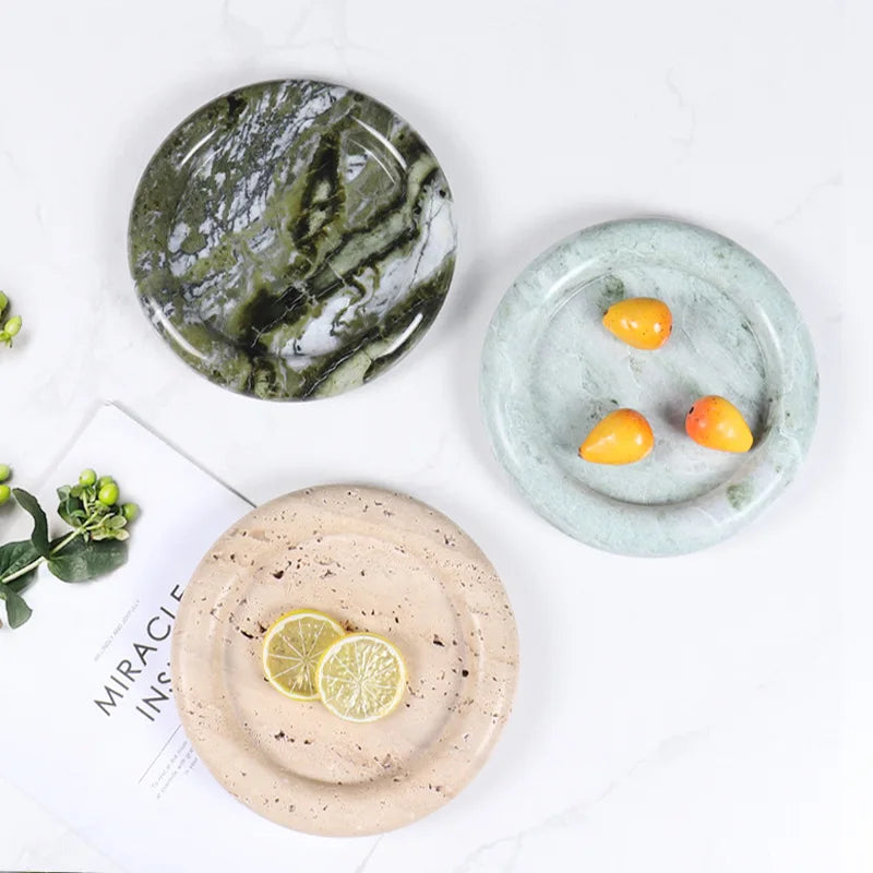 Afralia™ Marble Round Tray for Bathroom Kitchen Vanity Decor - Elegant Trinket Dish
