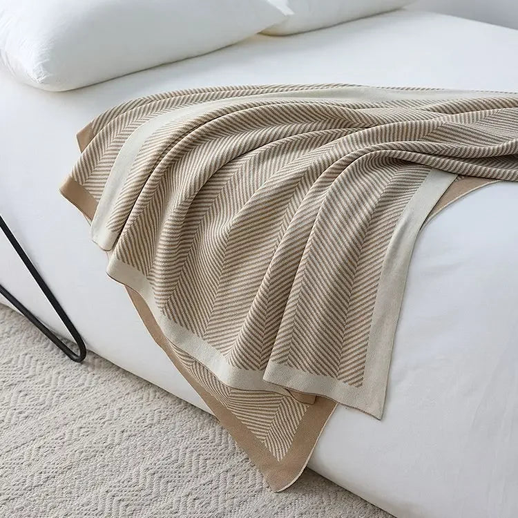 Afralia™ Nordic Stripe Knitted Throw Blanket - Soft & Warm Winter Sofa Cover