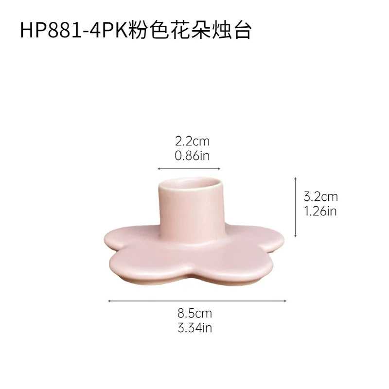 Afralia™ Cartoon Flower Ceramic Candle Holder Candelabrum Desktop Storage Accessory