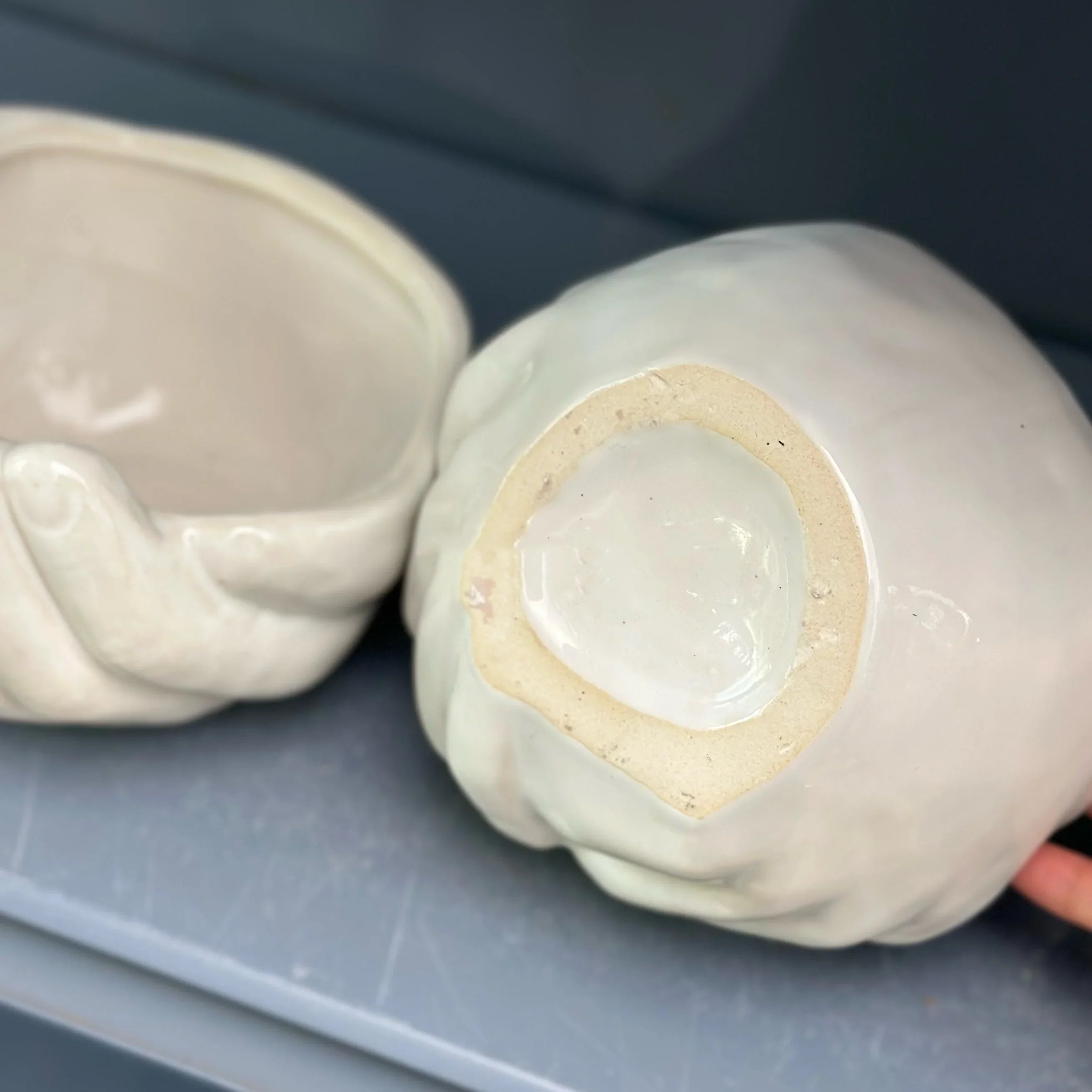 Afralia™ Ceramic Palm Flowerpot Vase Tray Home Decor Accessory