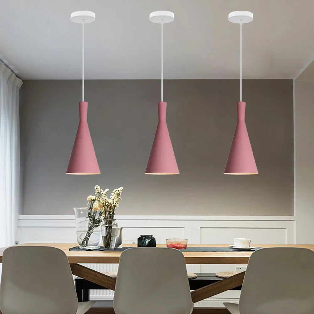 Afralia™ Nordic Pink Chandelier LED Pendant Light Modern Minimalist Ceiling Lamp