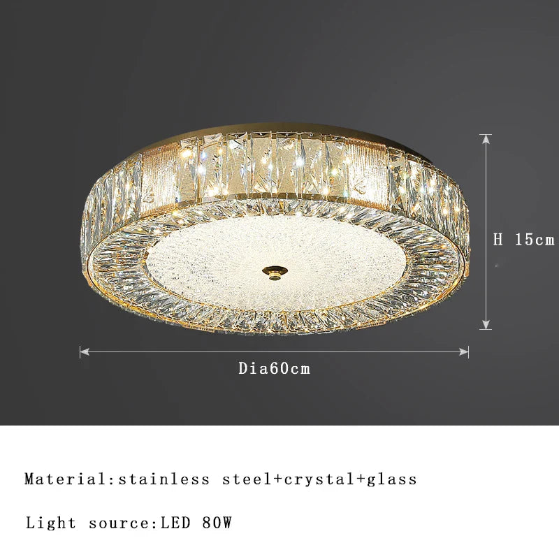 Afralia™ Gold Crystal Glass Ceiling Light Fixture for Modern Living Rooms & Bedrooms