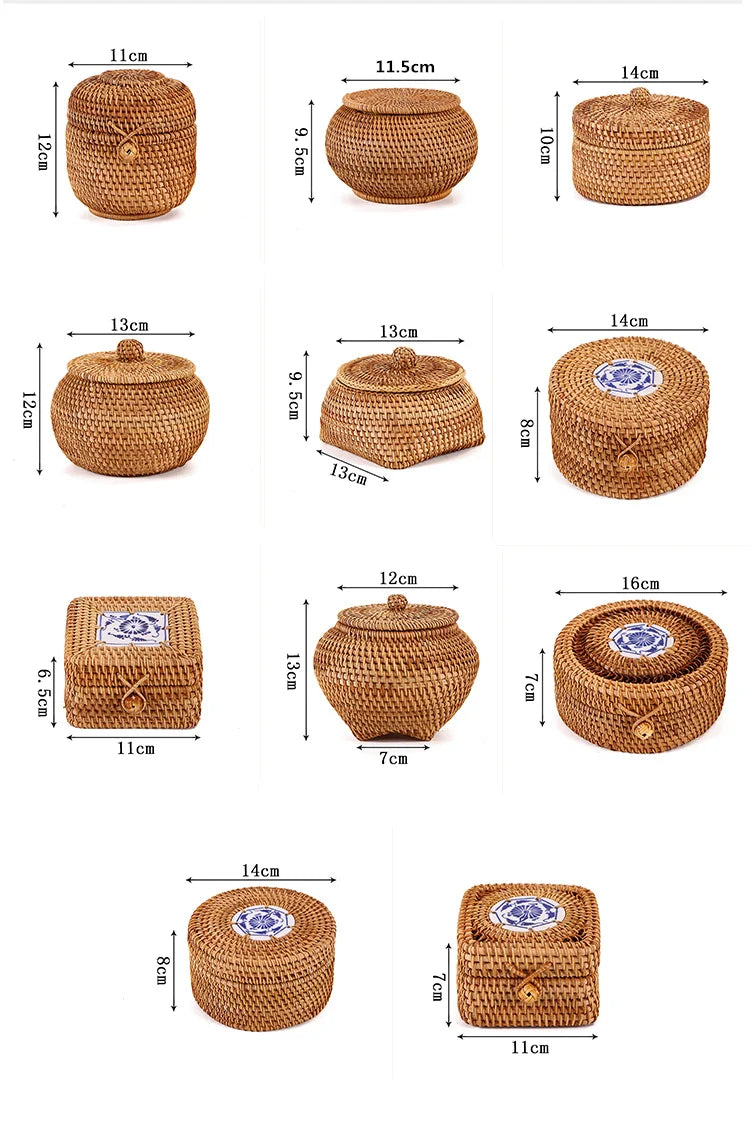 Afralia™ Rattan Storage Box with Lid: Kitchen Home Organizer and Snack Container