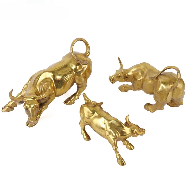 Afralia™ Golden Bull Figurine Sculpture - Stock Market Office Decor & Holiday Gift