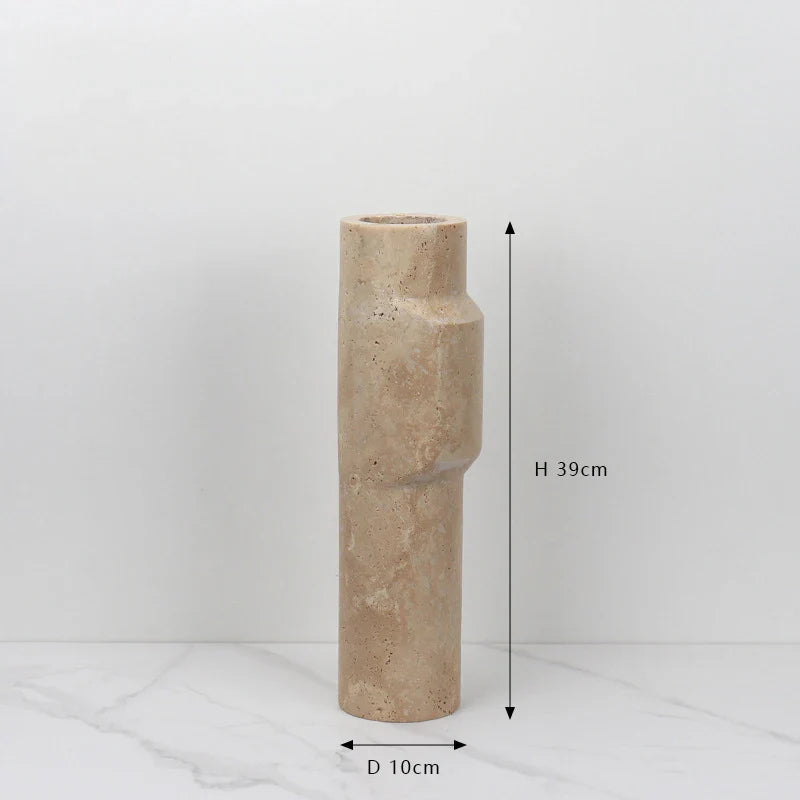 Afralia™ Marble Travertine Vase Home Decor Living Room Scandinavian Flower Holder Table