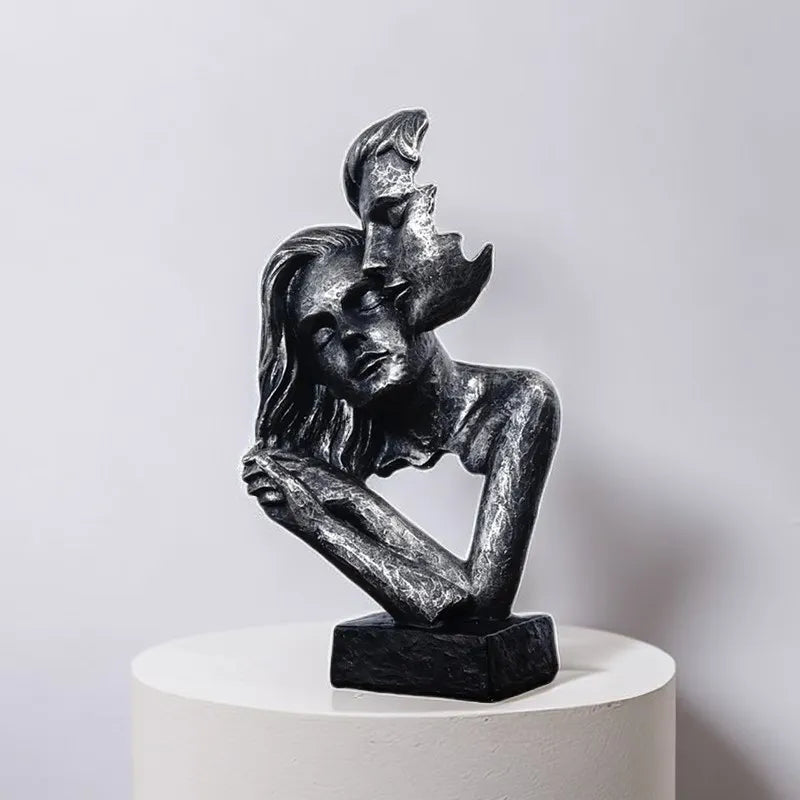 Afralia™ Vintage Kissing Couples Statue Figurine for Home Decor and Valentine's Day Gift