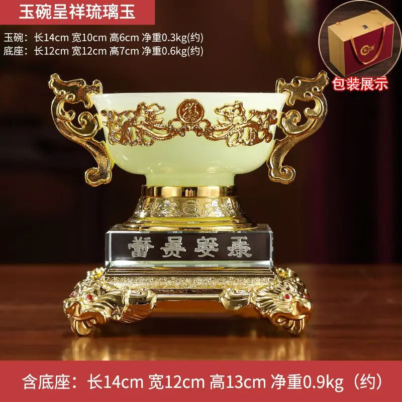 Afralia™ Resin Auspicious Cauldron Luminous Stone Ornament, Home Decor Craft