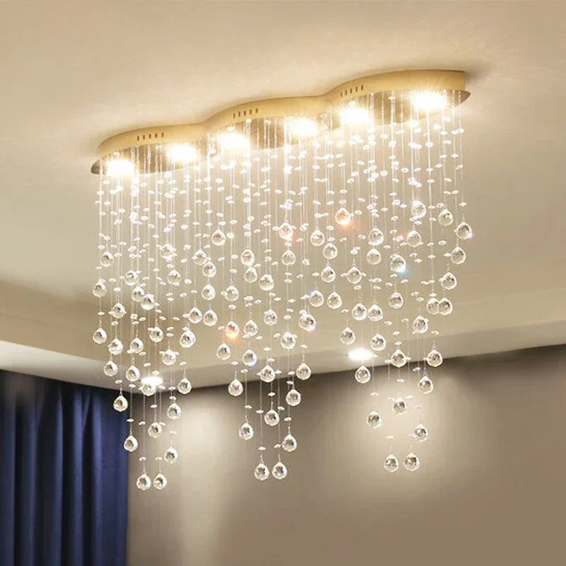 Modern Crystal Chandelier Dining Room LED Hanging Lamp Luxury Indoor Lighting by Afralia™