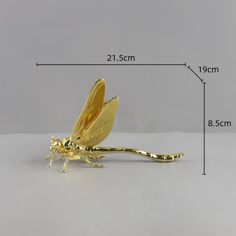 Afralia™ Silvery Insect Dragonfly Unicorn Beetle Figurines for Home Decoration