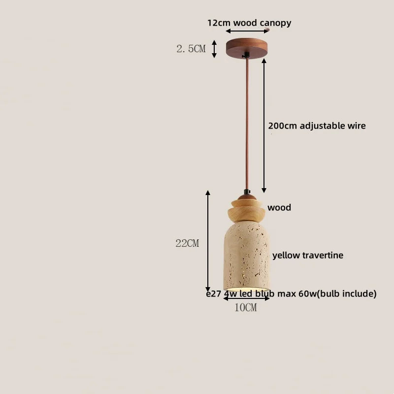 Afralia™ Colorful Stone LED Pendant Light - Nordic Modern Yellow Travertine Wood Canopy