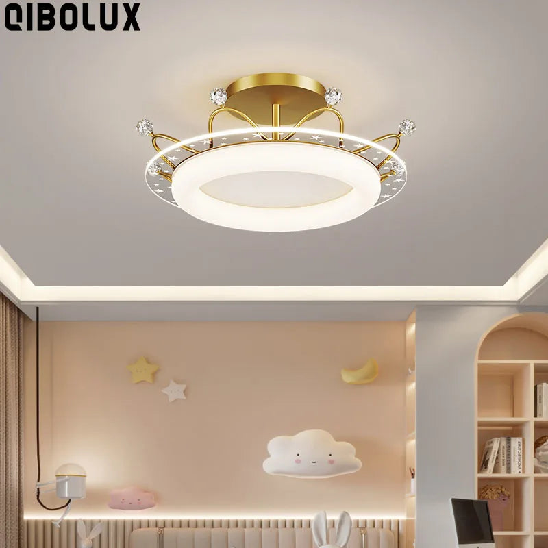 Afralia™ Kids' Room Ceiling Light in Gold Pink Blue for Bedroom and Living Room