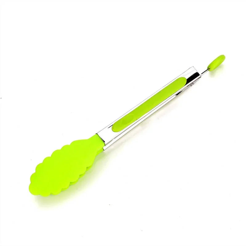 Afralia™ Silicone BBQ Grilling Tong Stainless Steel Food Clip Kitchen Gadget