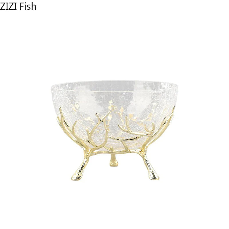 Afralia™ Golden Branches Glass Bowl Set for Home Kitchen Desserts and Snacks