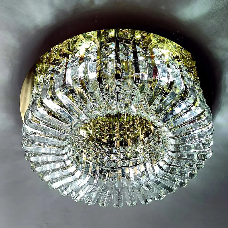 Afralia™ Crystal Glass Round Ceiling Chandelier: Luxury Modern LED Indoor Lighting for Home Decor
