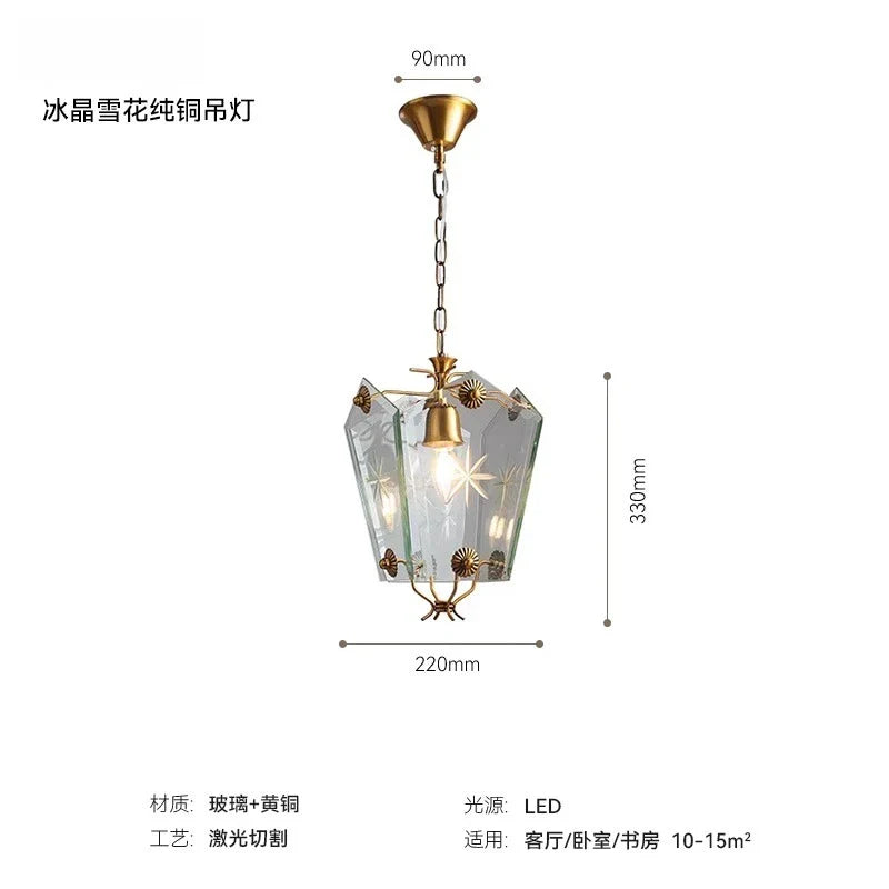 Afralia™ Vintage Glass Petal Chandelier LED Gold Lustre Hanging Lamp