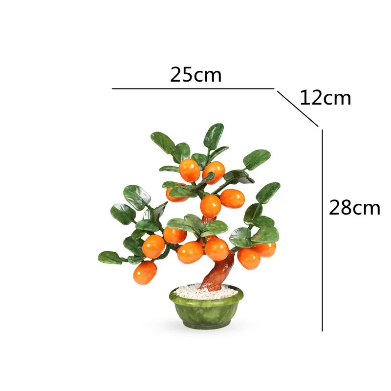 Afralia™ Jade Kumquat Tangerine Tree Bonsai: Handmade Chinese Decor Ornaments