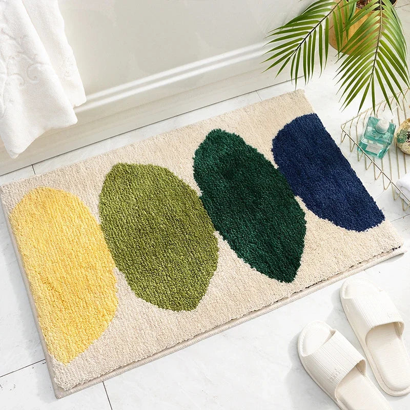 Afralia™ Flocked Thickened Bathroom Door Rug Super Absorbent Anti-Slip Soft Carpet
