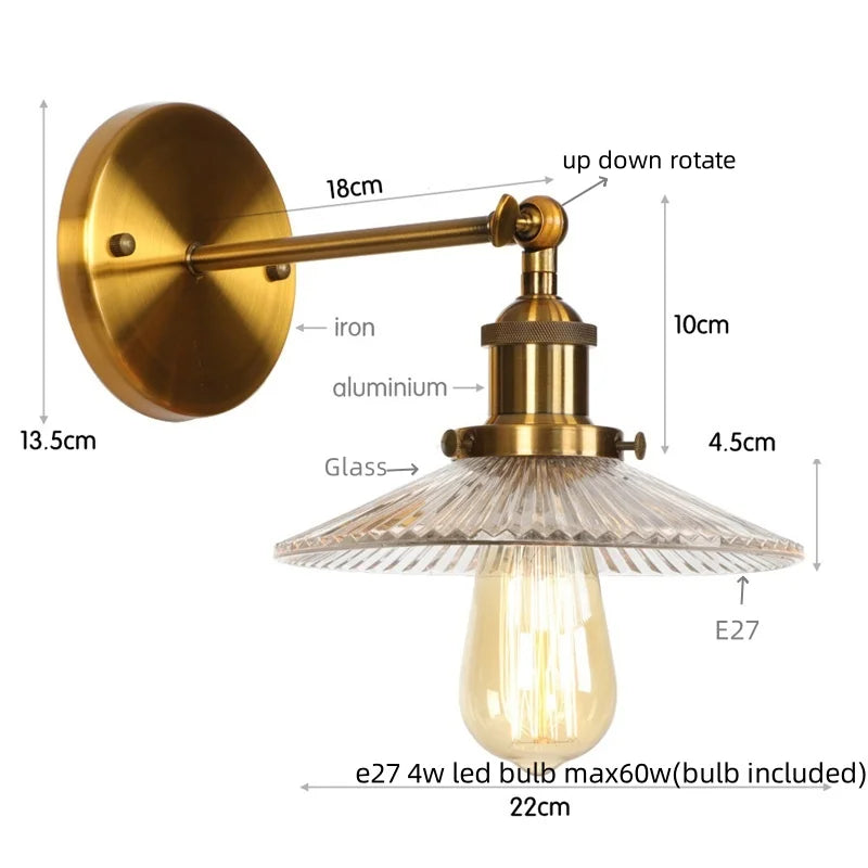 Afralia™ Vintage Chrome LED Wall Light with Clear Glass Sconce for Indoor Bedroom