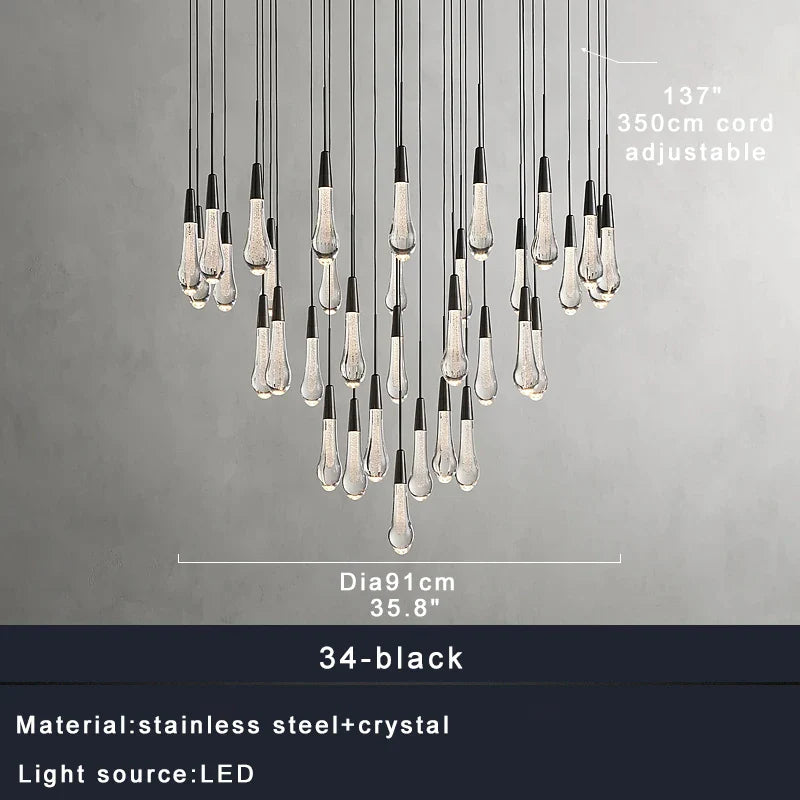 Afralia™ Crystal Water-drop Ceiling Chandelier: Elegant Dining Table Lighting Fixture