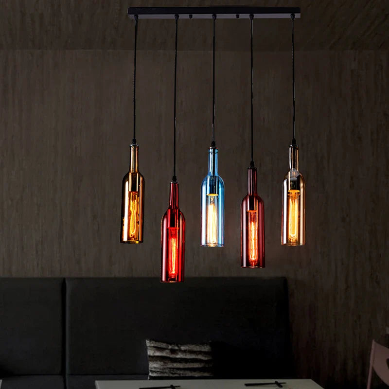 Afralia™ Nordic Wine Bottle LED Chandelier for Home Decoration