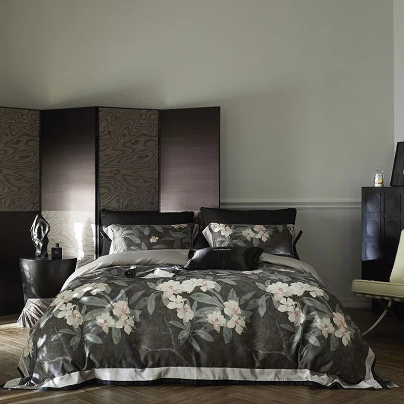 Afralia™ Cotton Bedding Set King Queen Full Print Sheet Cover Pillowcase Linens