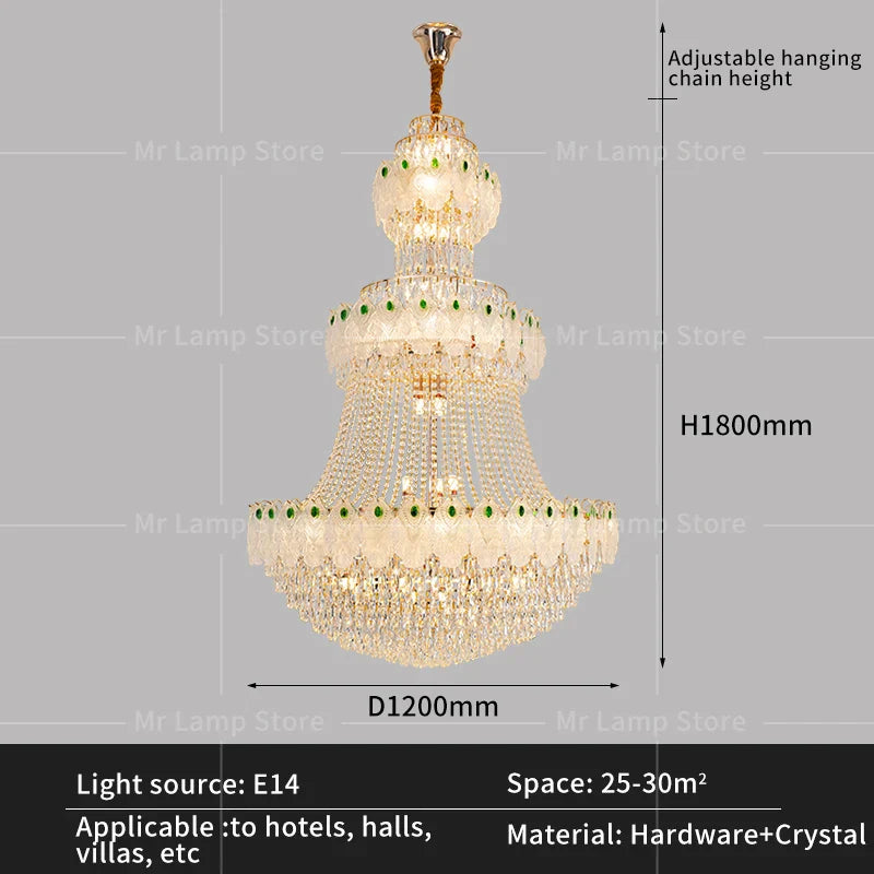 Afralia™ Luxury Crystal Duplex Chandelier for Living Room Stairwell - Zhongshan Lamp