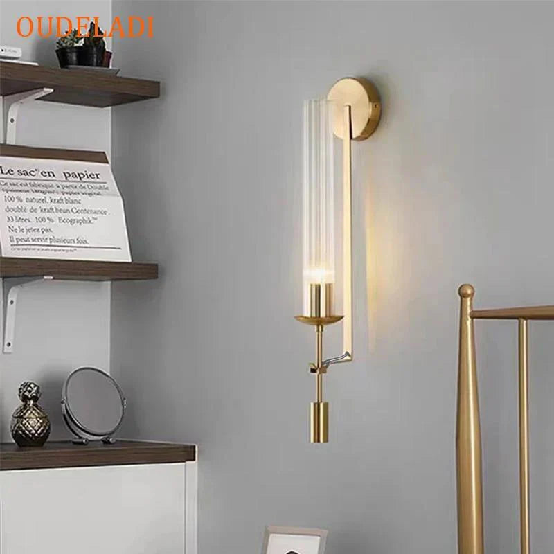 Afralia™ Retro Gold Glass Tube Wall Sconce - Nordic Vintage Lighting Fixture