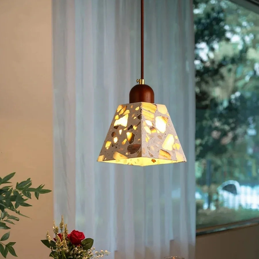 Afralia™ Wood LED Pendant Lamp Japan Style Wabi Sabi Hanging Light Fixtures