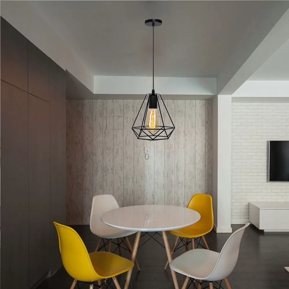 Afralia™ Industrial Metal Cage Pendant Lamp for Home Lighting