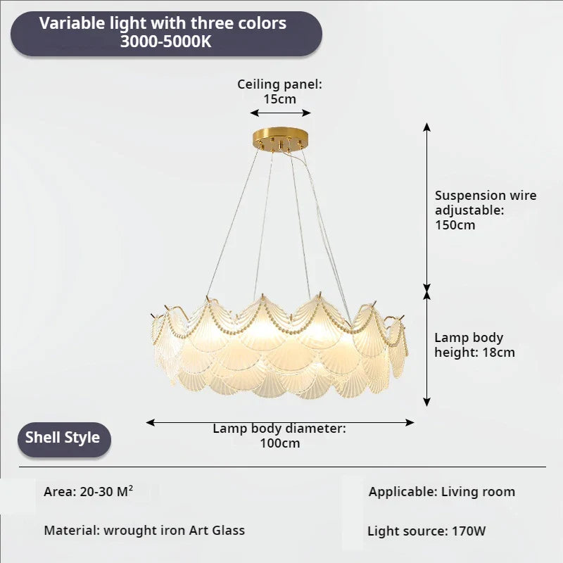 Afralia™ Crystal Shell Chandelier for Modern Luxury Living Room and Dining Room